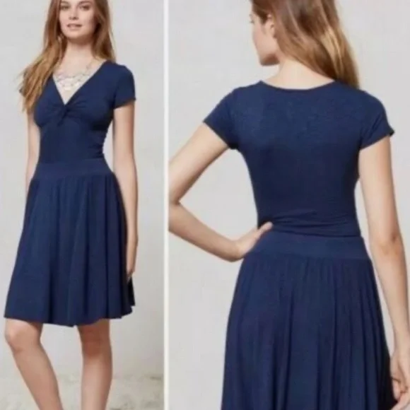 Anthropologie Dolan Ataya Twist Short Sleeve Navy Blue T-Shirt Dress, Size Small - Picture 1 of 7